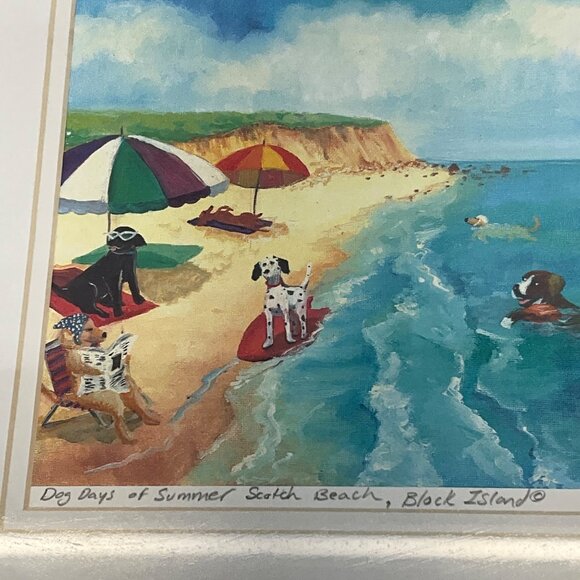 Dog Days Of Summer South Beach Block Island Print By S.T. Hunziker Framed 14.25" - Picture 3 of 6